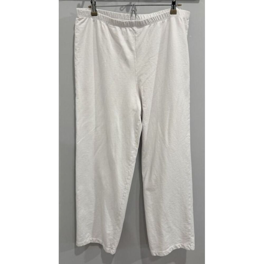 Hot Cotton Womens Wide Leg Pull On Pants Solid White Size XL